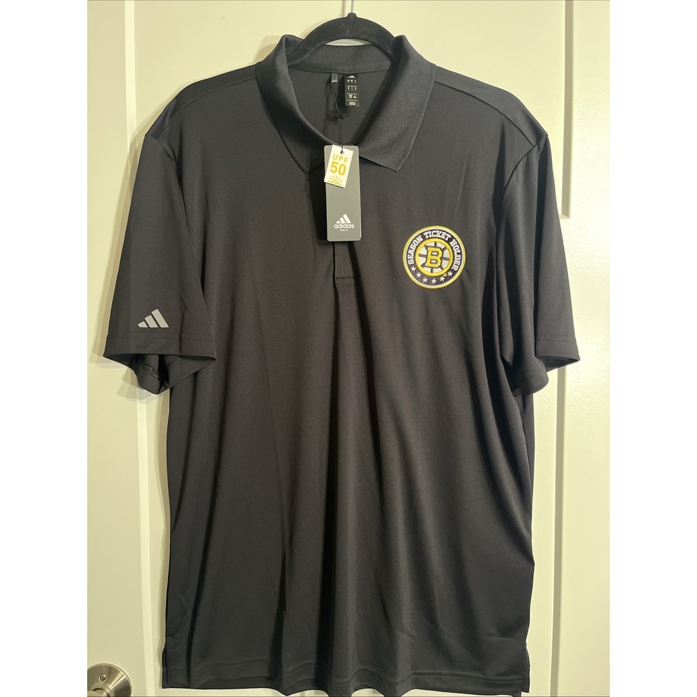 NWT Adidas Men's Performance Polo Bruins Season Ticket Holder Size Large Black